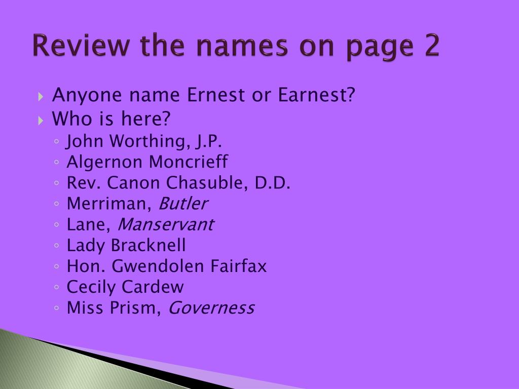 PPT The Importance Of Being Ernest Earnest PowerPoint Presentation 