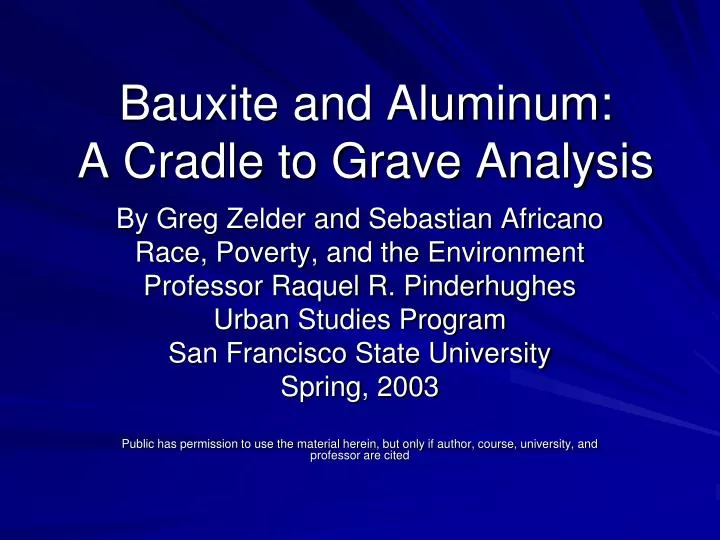 bauxite and aluminum a cradle to grave analysis n.