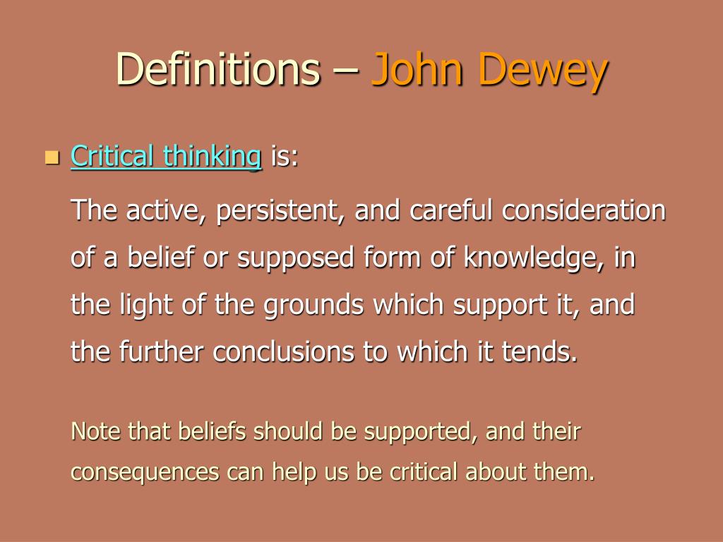 john dewey definition of critical thinking