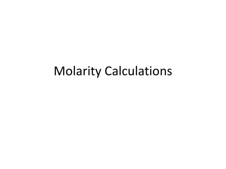 molarity calculations n.