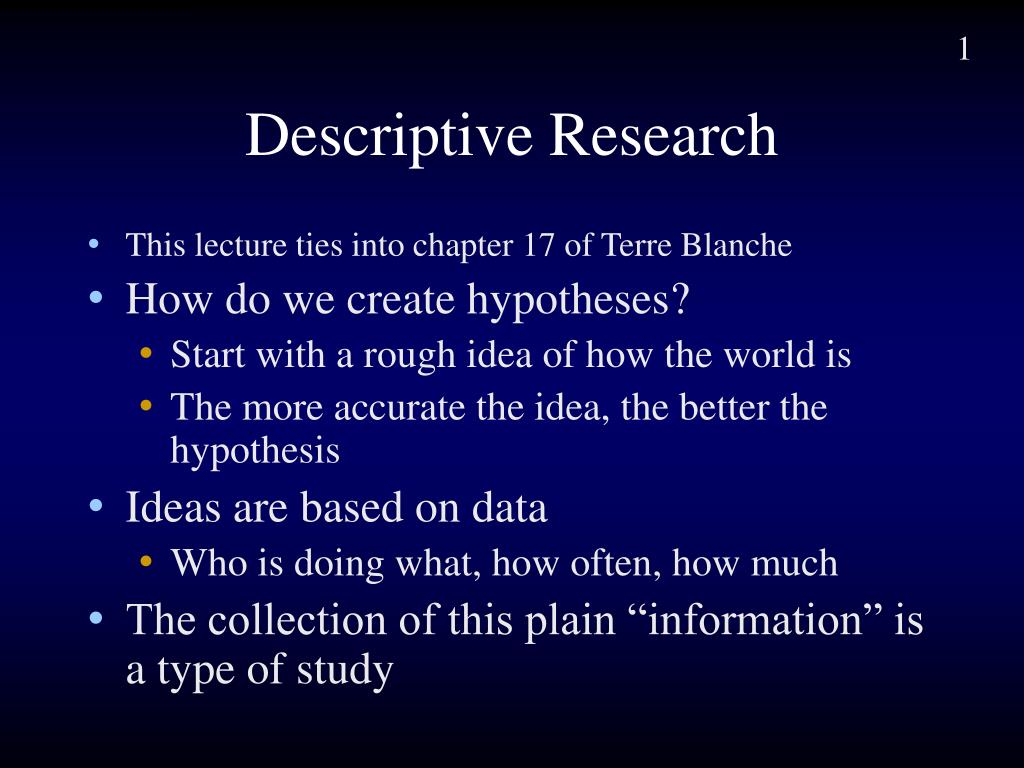 Descriptive research. Description problem