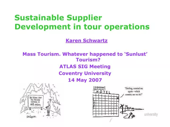 sustainable supplier development in tour operations n.
