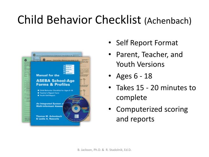 Manual for the Child Behavior Checklist/4-18 and 1991