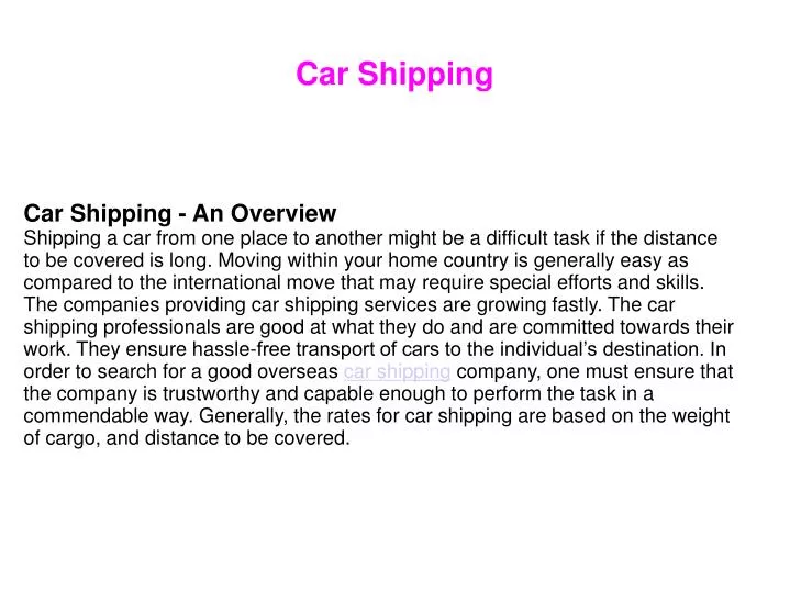 car shipping n.