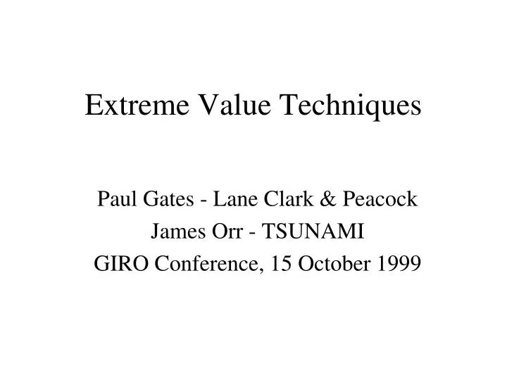 extreme value techniques n.