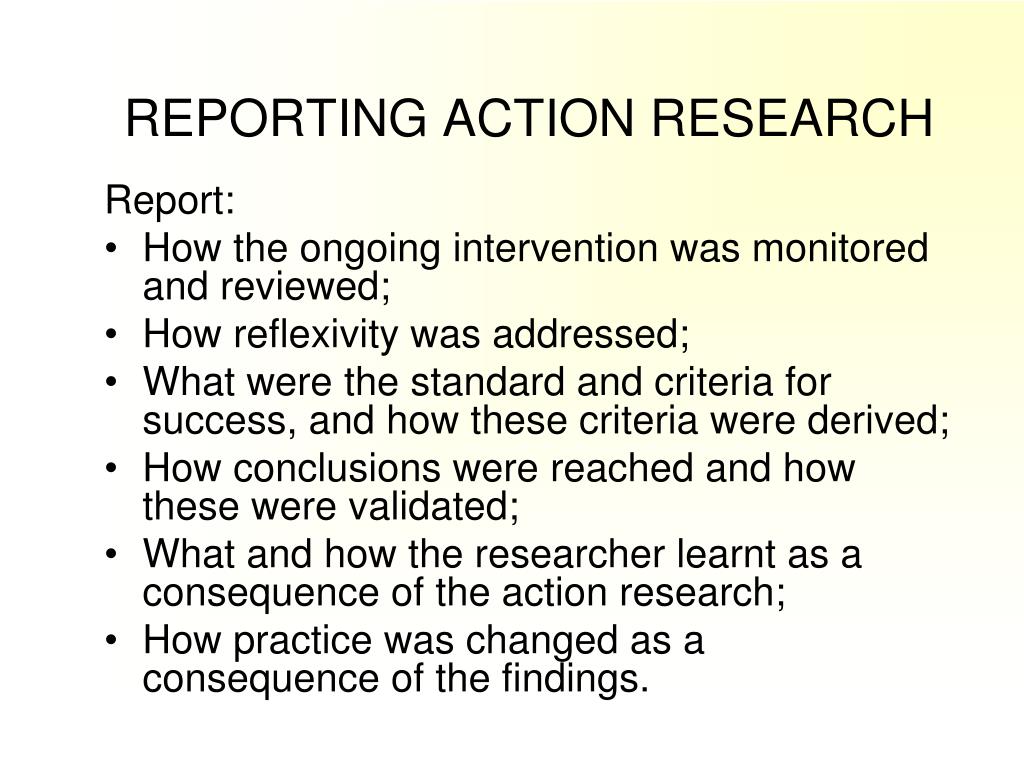 how to report action research