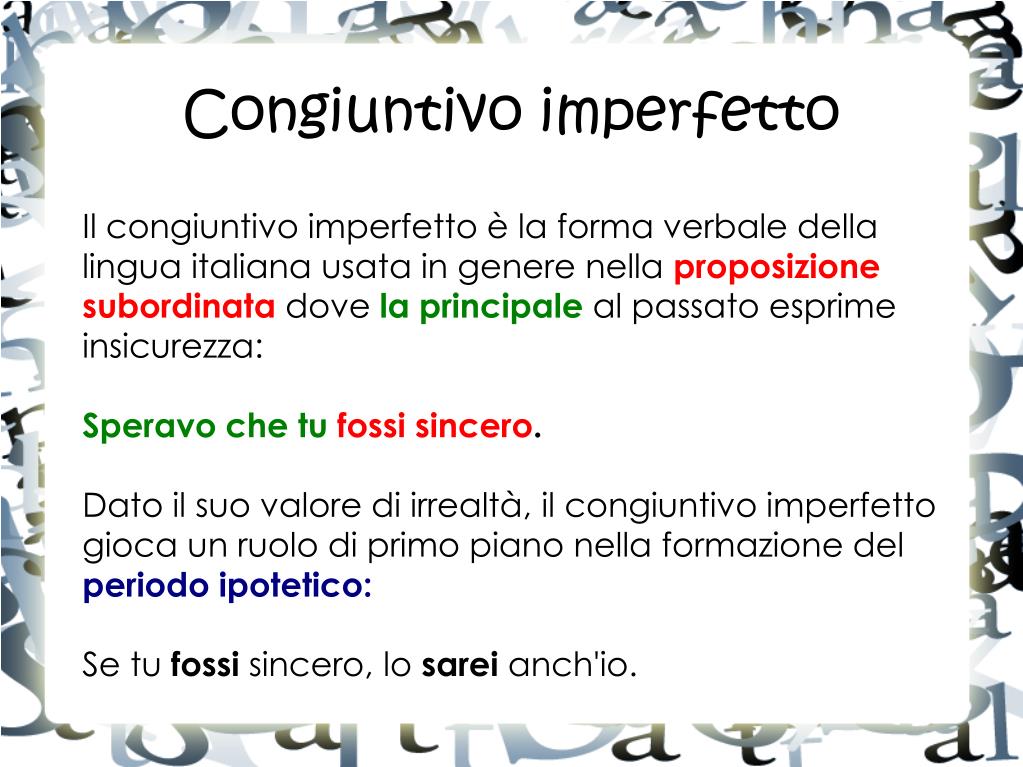 PPT - Congiuntivo imperfetto PowerPoint Presentation, free ...