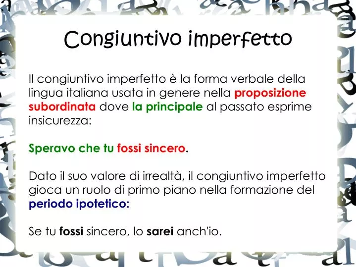 PPT Congiuntivo imperfetto PowerPoint Presentation, free