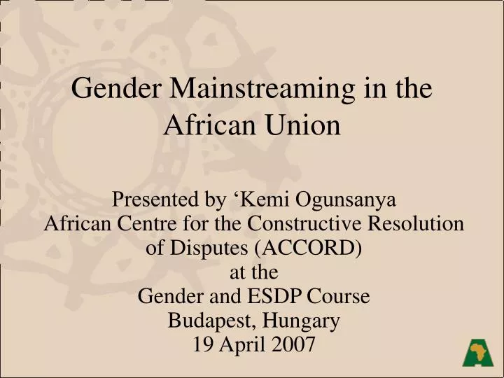 gender mainstreaming in the african union n.