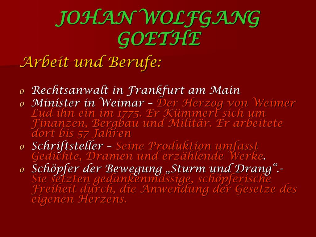 Ppt Johan Wolfgang Von Goethe Powerpoint Presentation Free Download Id 1078410
