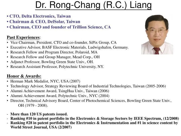 Ppt Dr Rong Chang R C Liang Powerpoint Presentation Free Download Id 1078607
