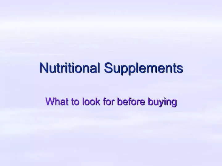 nutritional supplements n.
