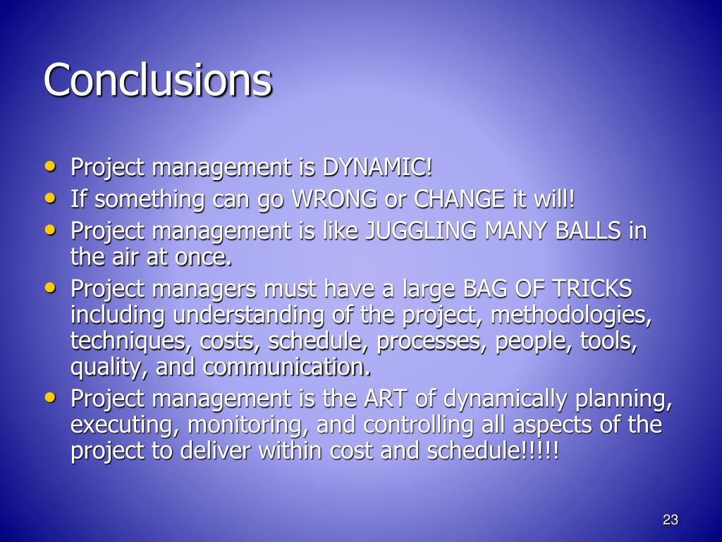 conclusion of project management assignment
