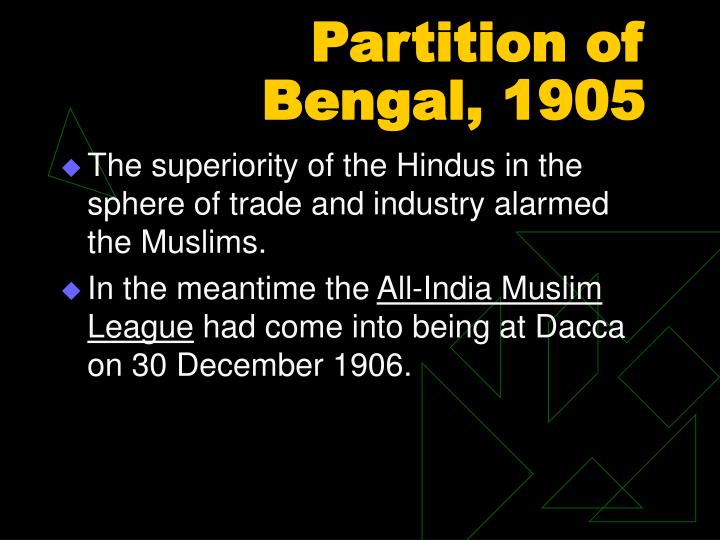 the partition of bengal 1905 Partition of bengal the bengal presidency, british indian empire, is divided into two provinces by lord curzon, viceroy of india the western portion retains the name of bengal and the capital of calcutta, while the eastern portion is named eastern bengal and assam, with dacca as its capital. the partition of bengal 1905 Partition of bengal the bengal presidency, british indian empire, is divided into two provinces by lord curzon, viceroy of india the western portion retains the name of bengal and the capital of calcutta, while the eastern portion is named eastern bengal and assam, with dacca as its capital.