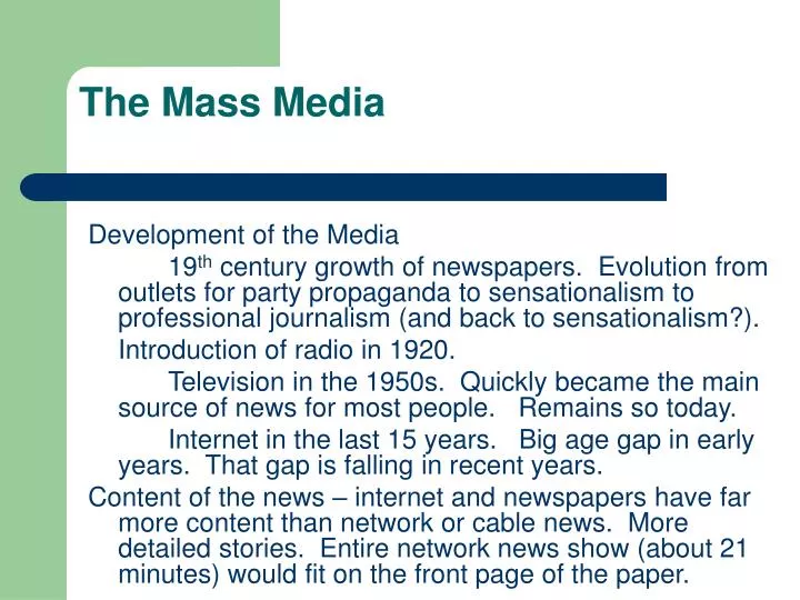 the mass media presentation