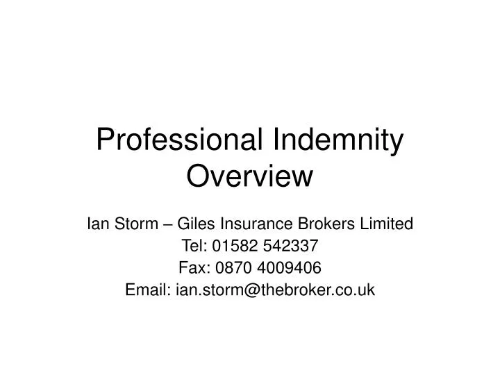 PPT Professional Indemnity Overview PowerPoint Presentation, free download ID1082592