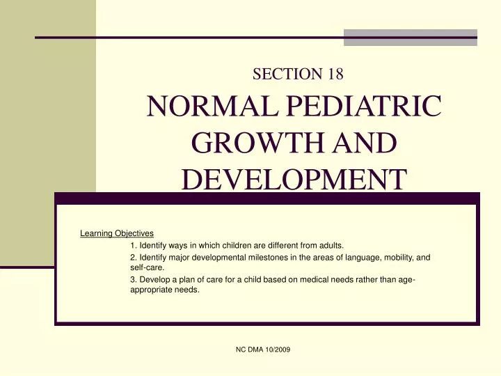 section 18 normal pediatric growth and development n.