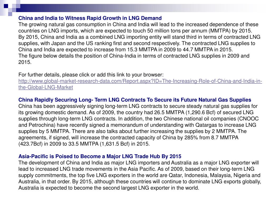 PPT - The Increasing Role of China and India in the Global LNG Mar ...