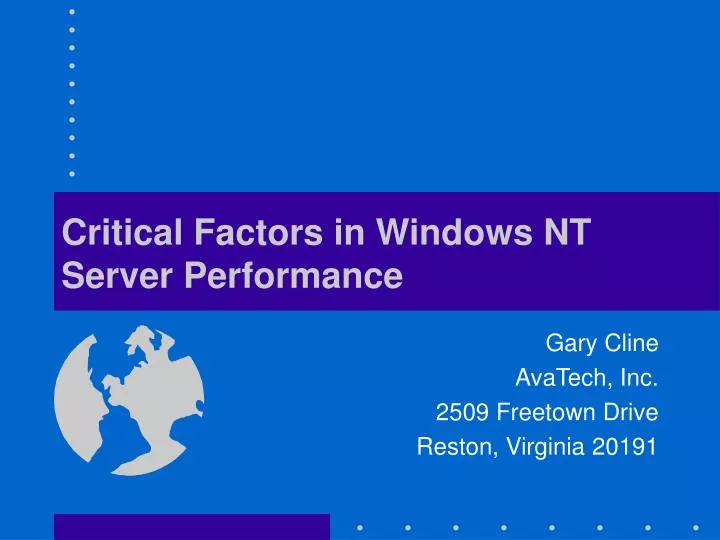 critical factors in windows nt server performance n.