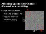 assessing speed texture subset for random accessibility