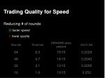 trading quality for speed