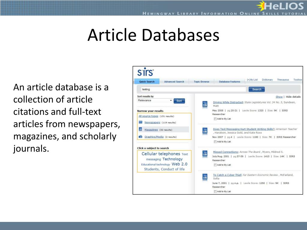 education articles database