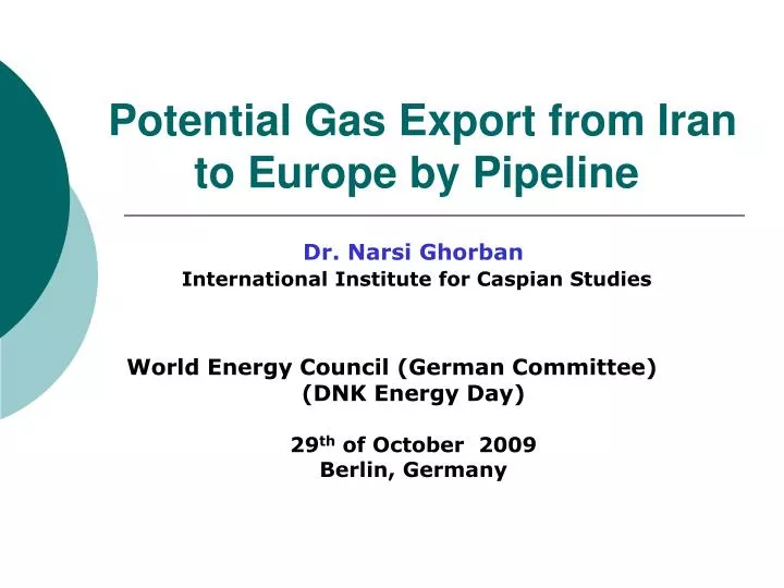 potential gas export from iran to europe by pipeline n.