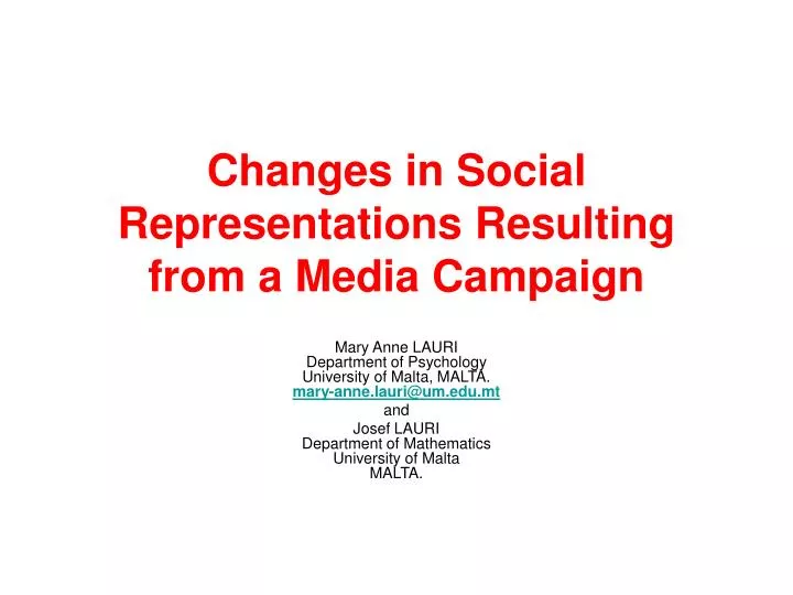 changes in social representations resulting from a media campaign n.