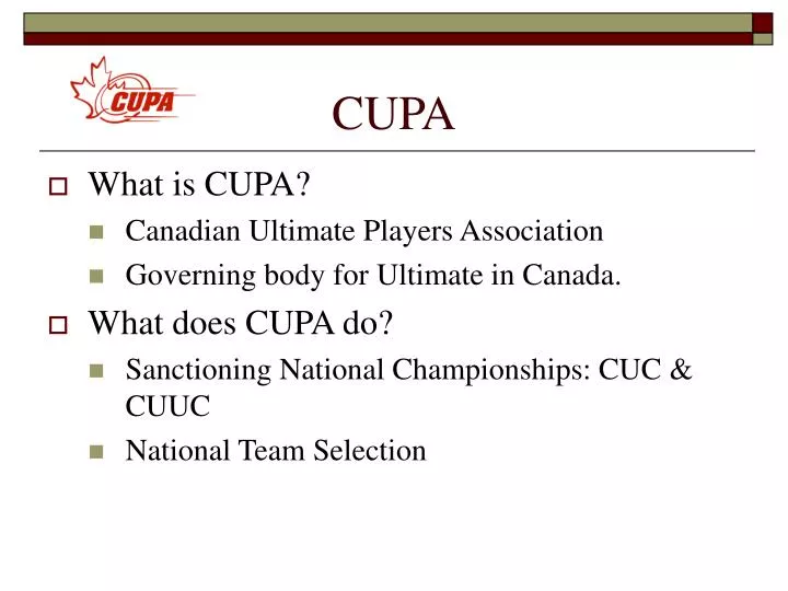 PPT CUPA PowerPoint Presentation, free download ID1086019