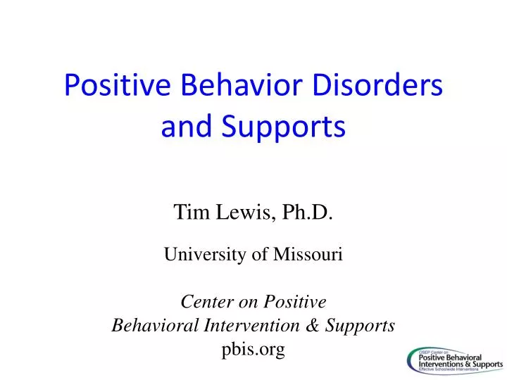 positive behavior disorders and supports n.