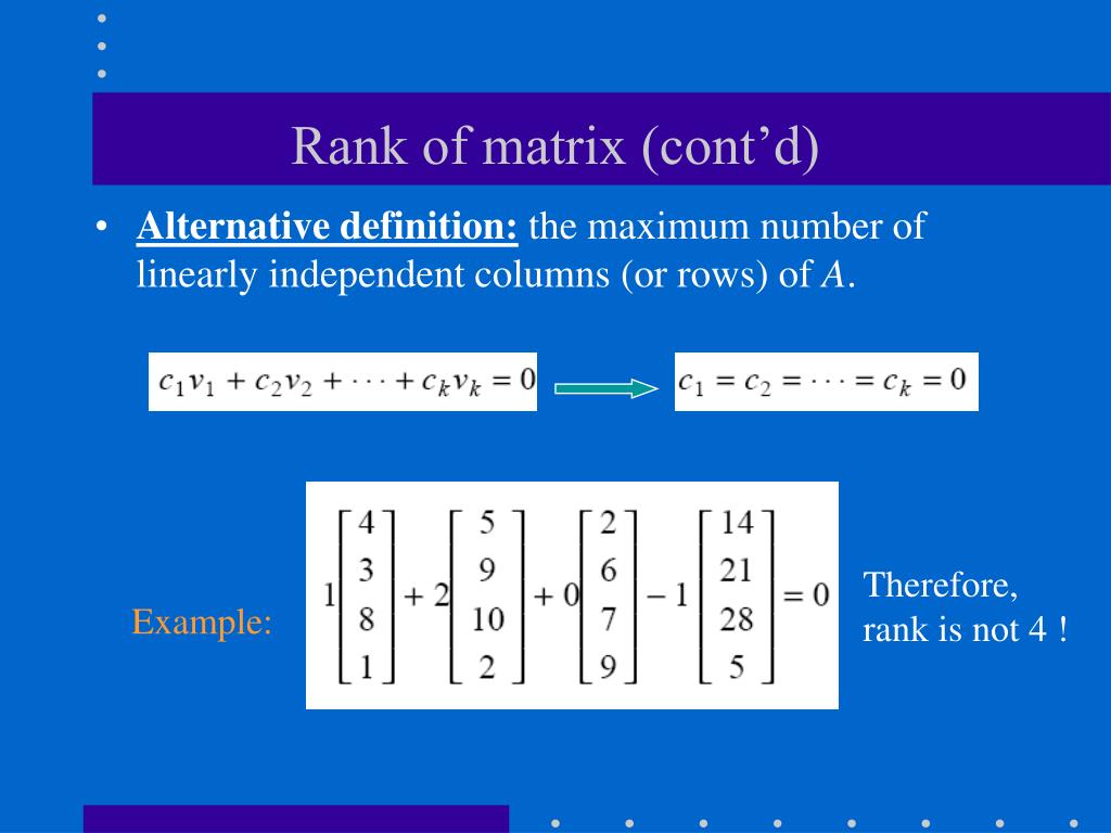rank of matrix presentation ppt