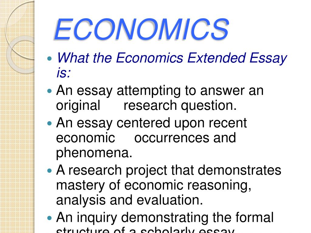 economics extended essay mark scheme