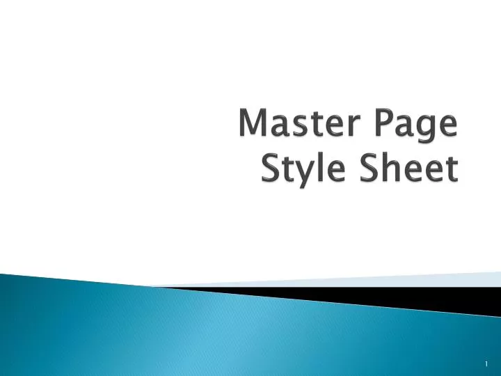 PPT Master Page Style Sheet PowerPoint Presentation Free Download 
