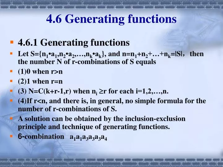 PPT - 4.6 Generating functions PowerPoint Presentation, free download ...
