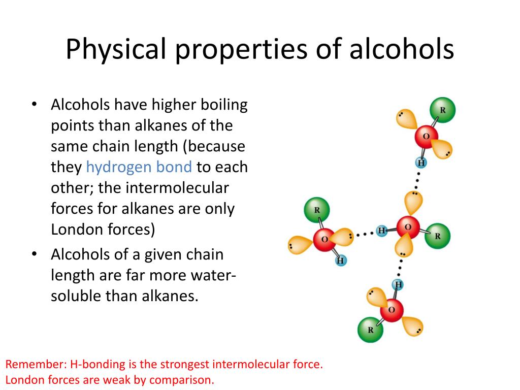 compare boiling points of alkanes ethers and alcohols
