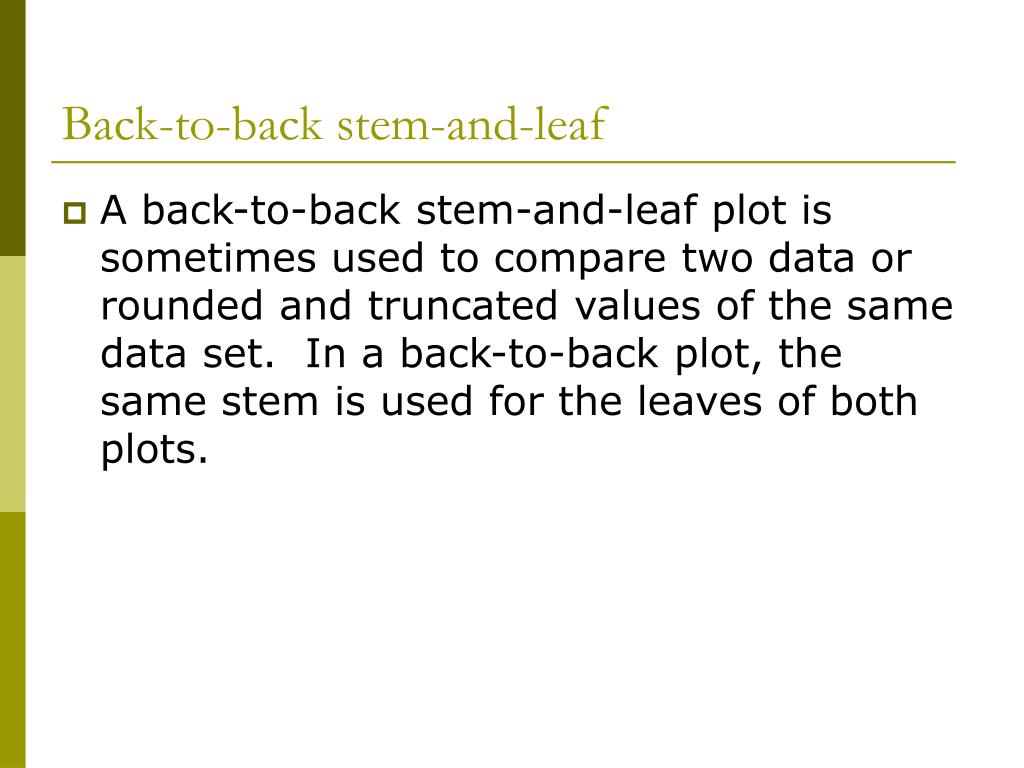 back to back leaf and stem plot back to back leaf and stem plot
