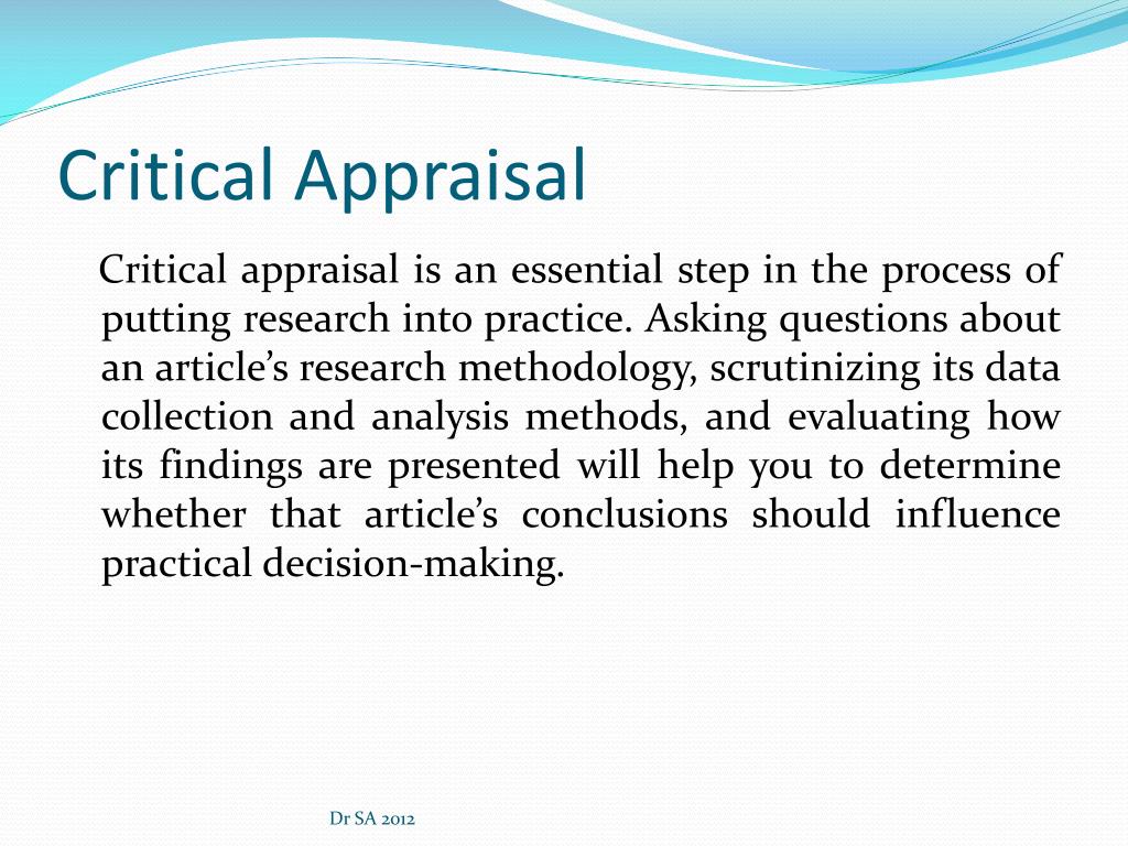 what is critical appraisal of research