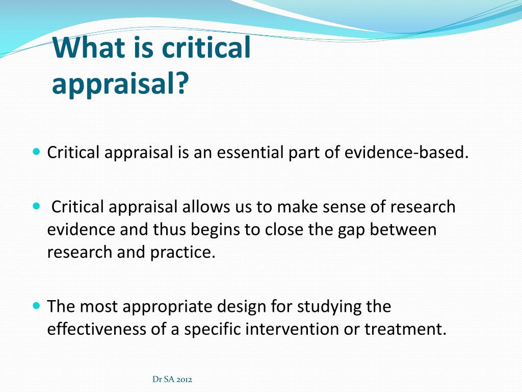 critical appraisal ppt presentation