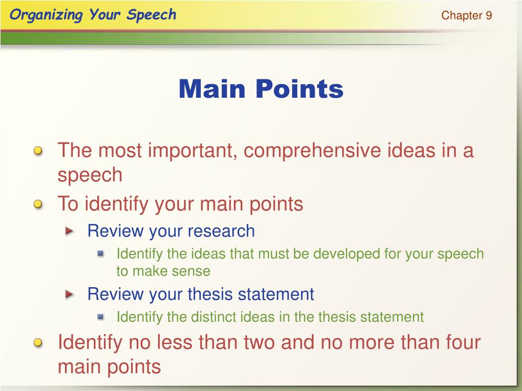presentation main points