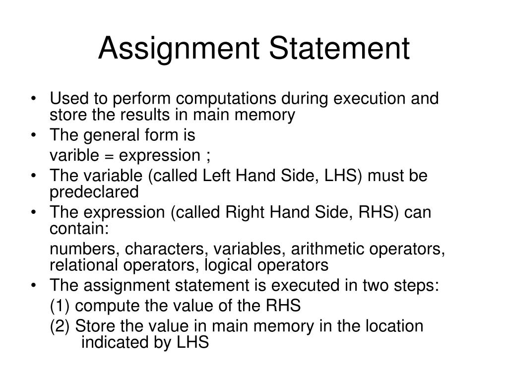 what is the definition of assignment statement