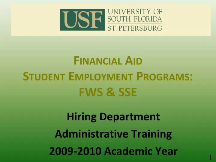 financial aid student employment programs fws sse n.