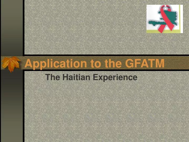 application to the gfatm n.