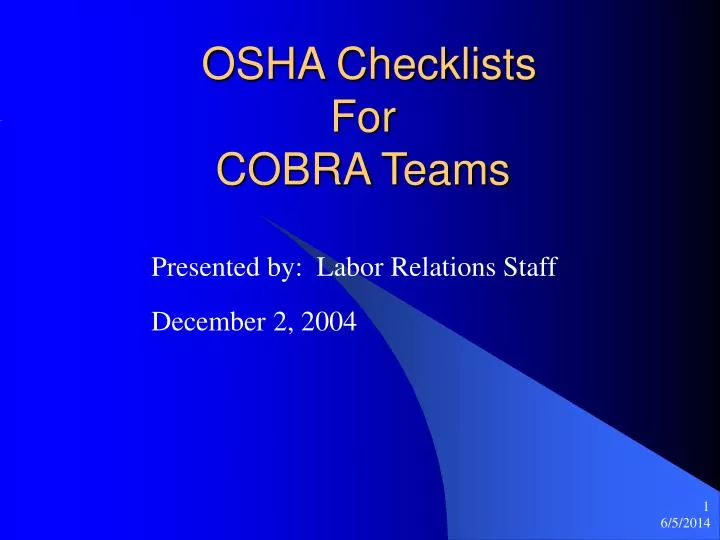 osha checklists for cobra teams n.