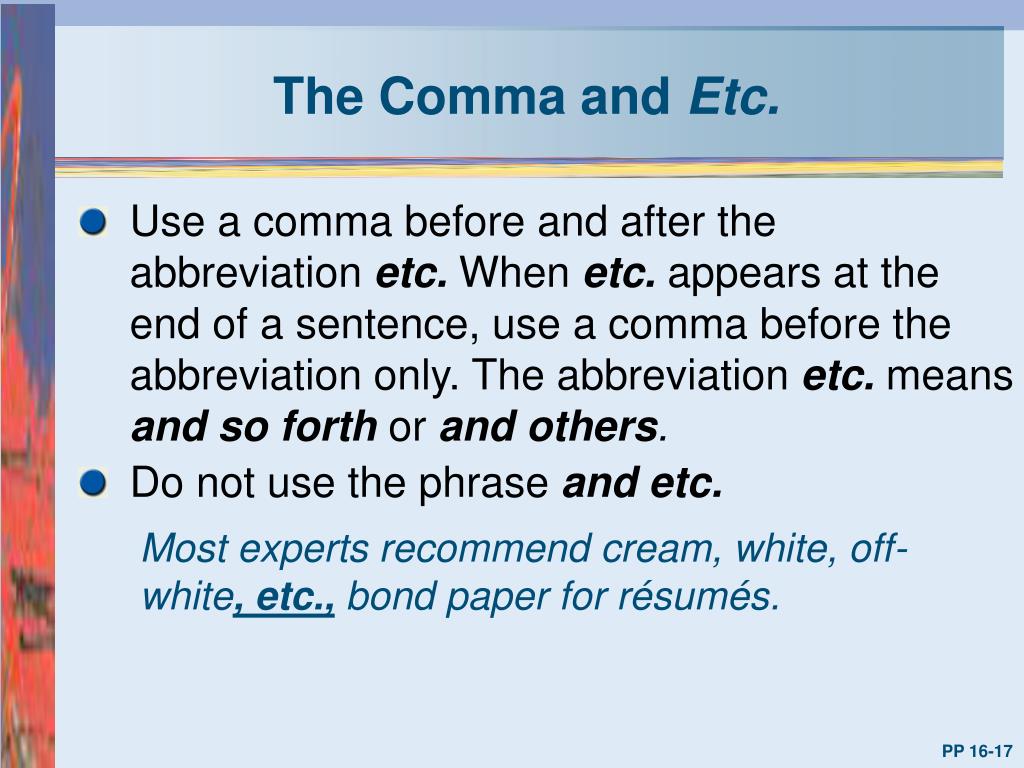 How To Use Etc At The End Of Sentence