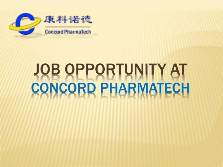 job opportunity at concord pharmatech n.