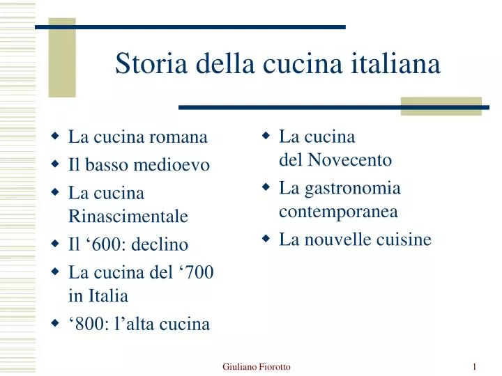 storia della cucina italiana n.