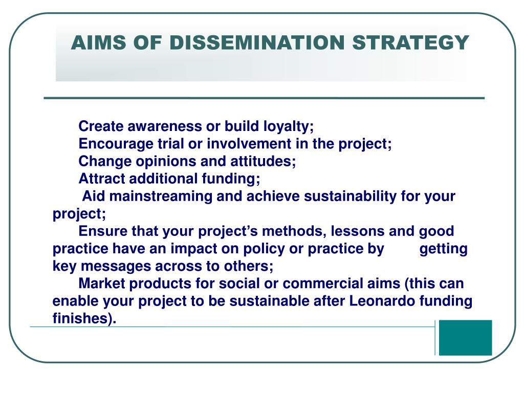 ways to disseminate project findings