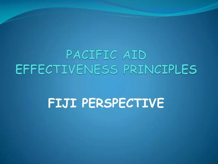 pacific aid effectiveness principles n.