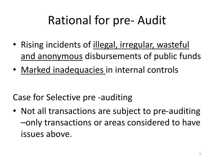 PPT - PRE-AUDIT/POST AUDIT PRESENTATION PowerPoint Presentation - ID ...