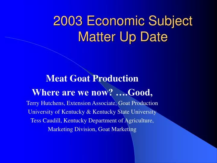 2003 economic subject matter up date n.